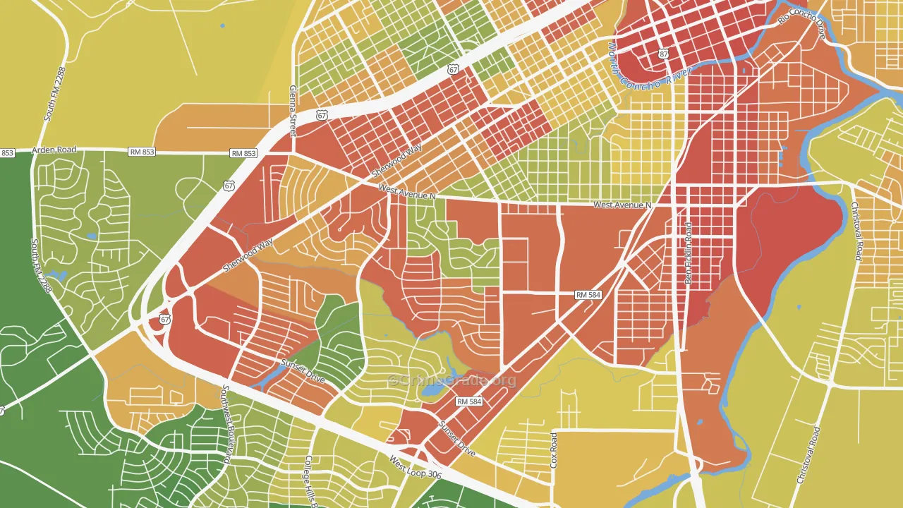 College Hills, San Angelo, TX Map of Drug-Related Crime Rates