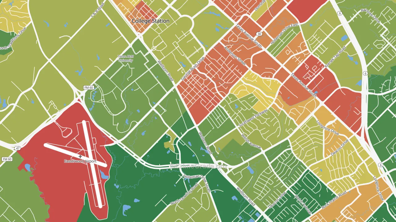 College Park, College Station, TX Map of Drug-Related Crime Rates