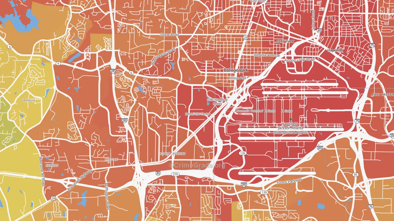 College Park, GA Map of Drug-Related Crime Rates