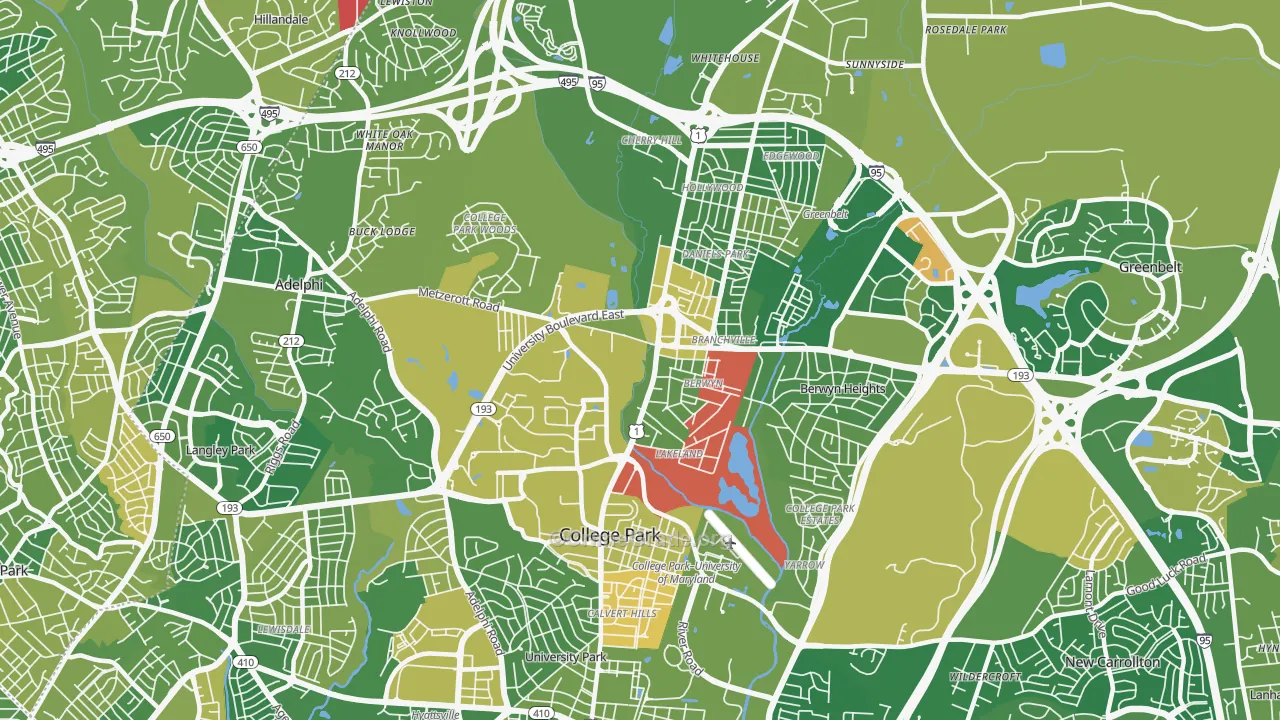 College Park, MD Map of Drug-Related Crime Rates