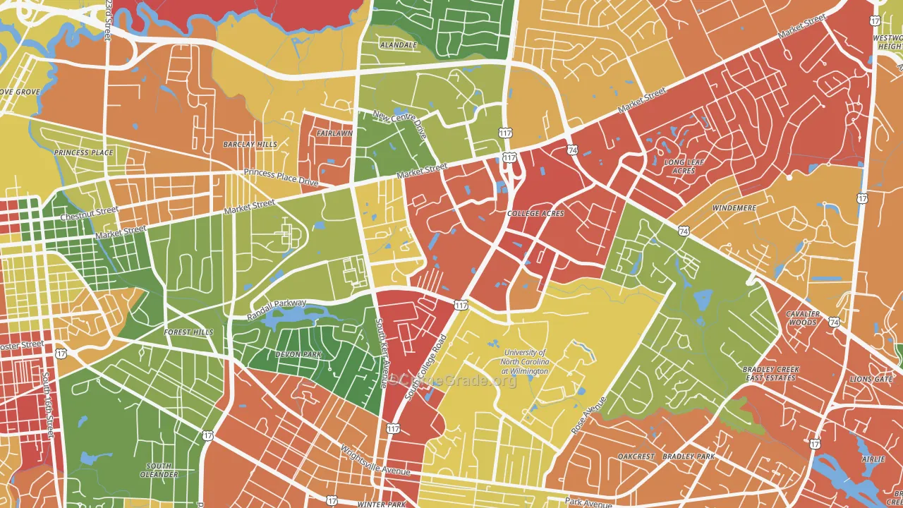 College Park, Wilmington, NC Map of Drug-Related Crime Rates