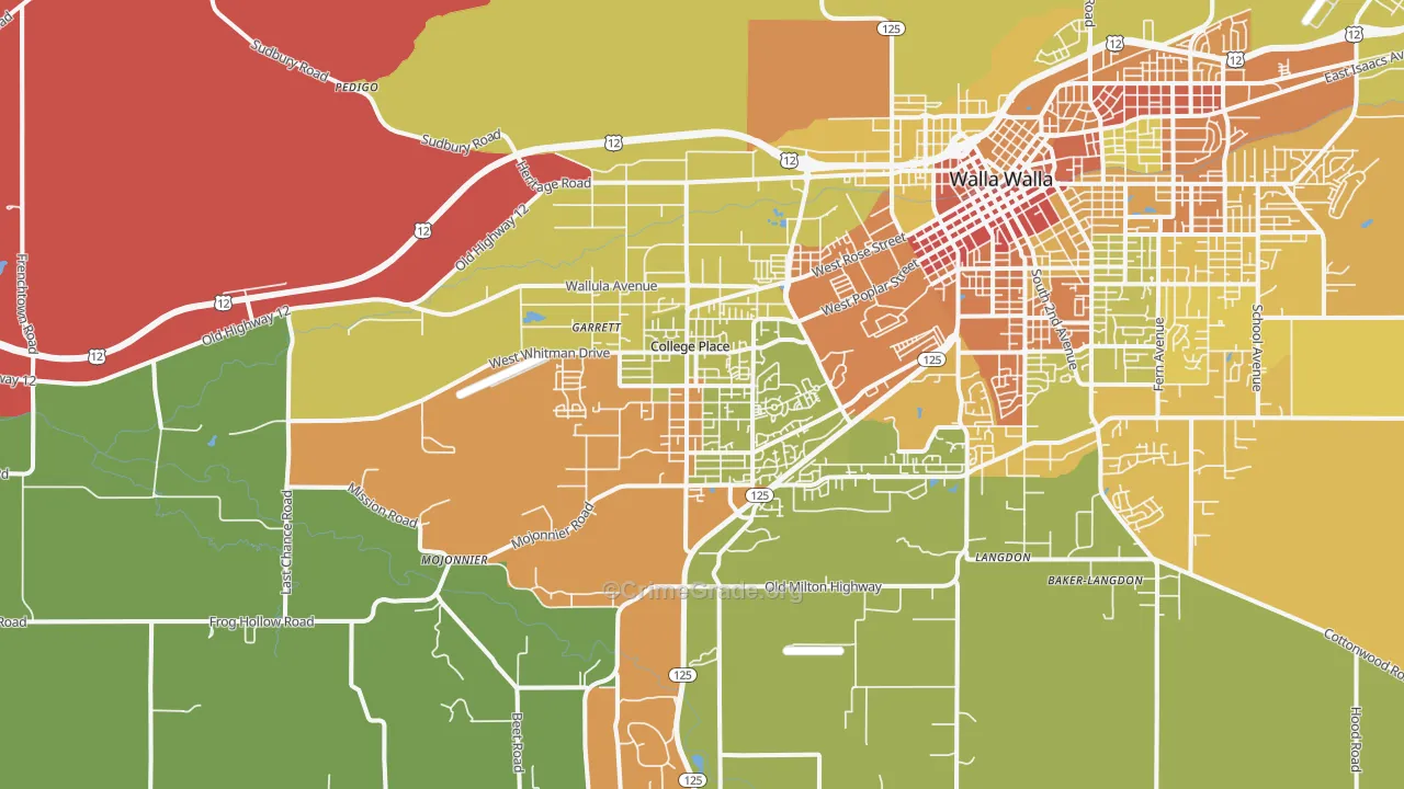 College Place, WA Map of Drug-Related Crime Rates