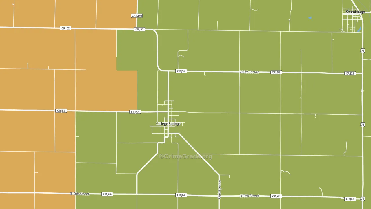 College Springs, IA Map of Drug-Related Crime Rates