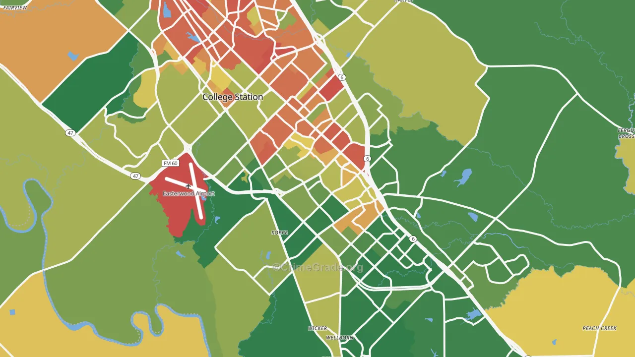 College Station, TX Map of Drug-Related Crime Rates