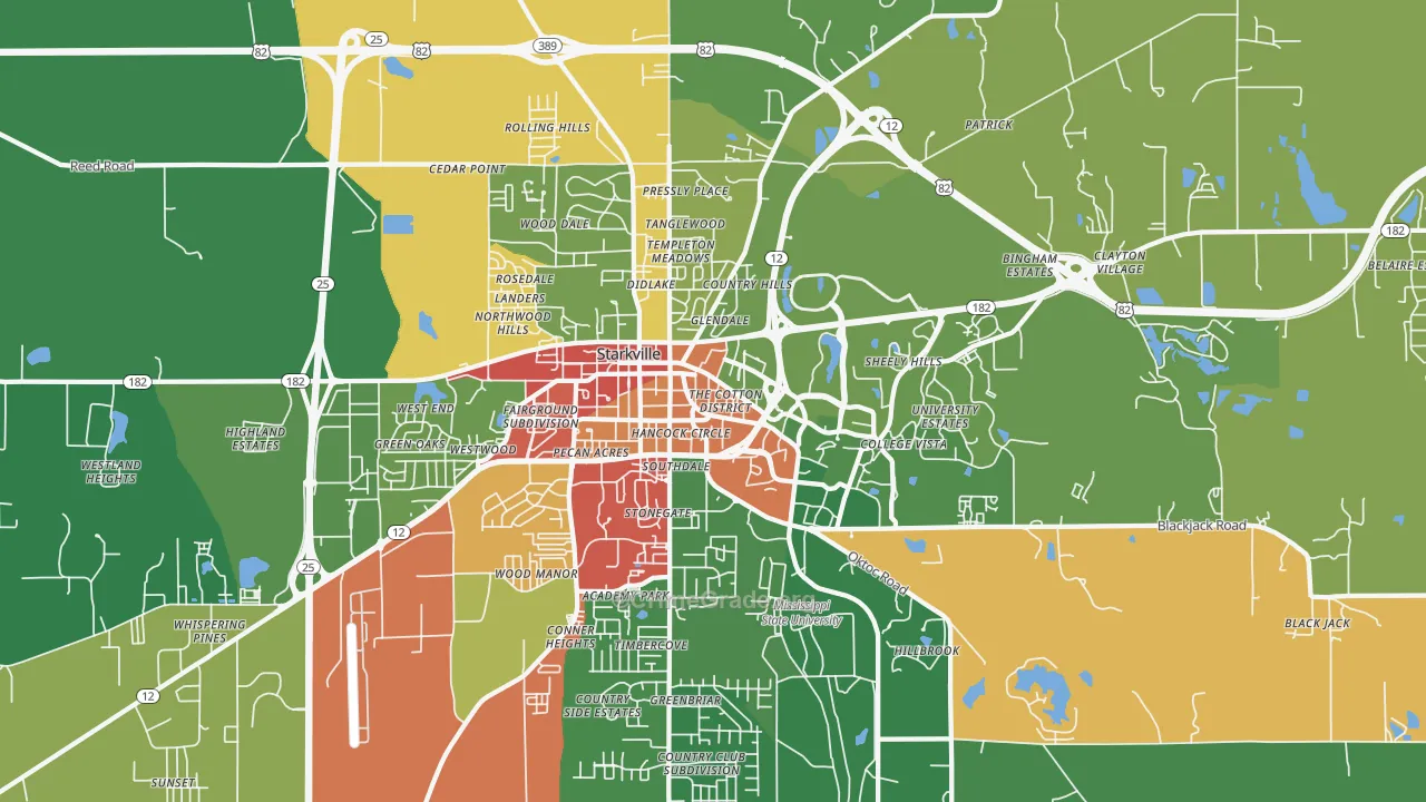 College View, Starkville, MS Map of Drug-Related Crime Rates
