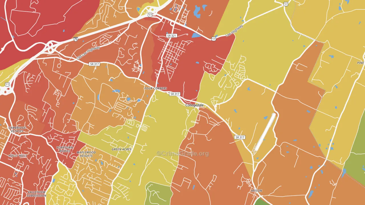 Collegedale, TN Map of Drug-Related Crime Rates