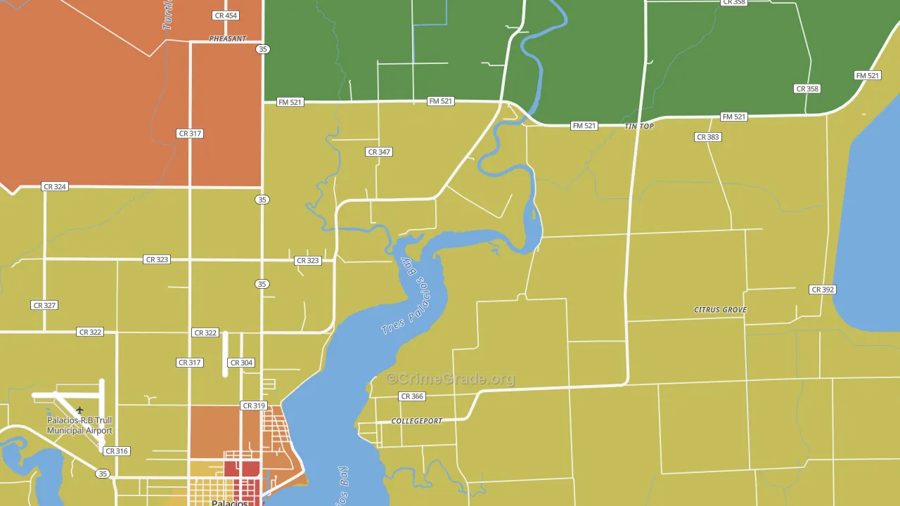 Collegeport, TX Map of Drug-Related Crime Rates
