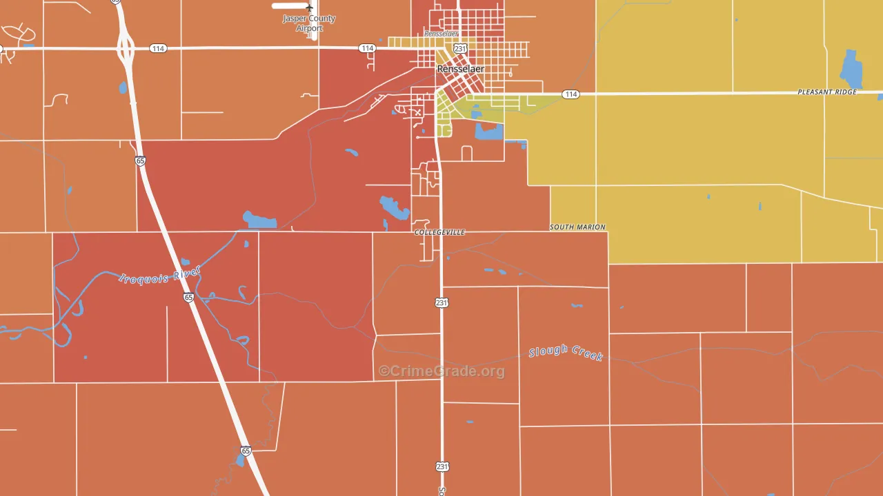 Collegeville, IN Map of Drug-Related Crime Rates