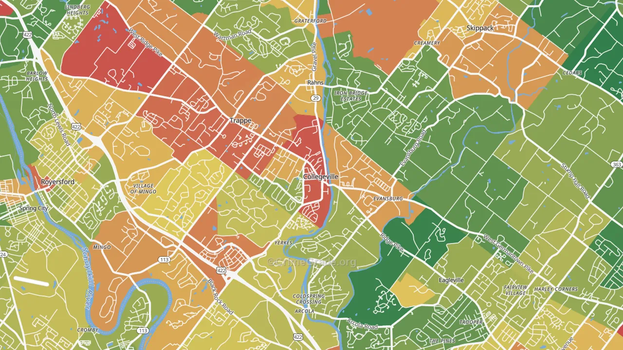 Collegeville, PA Map of Drug-Related Crime Rates