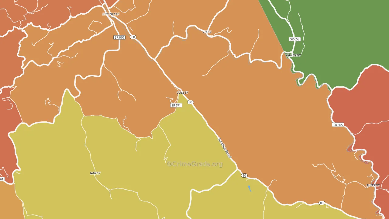 Colley, VA Map of Drug-Related Crime Rates