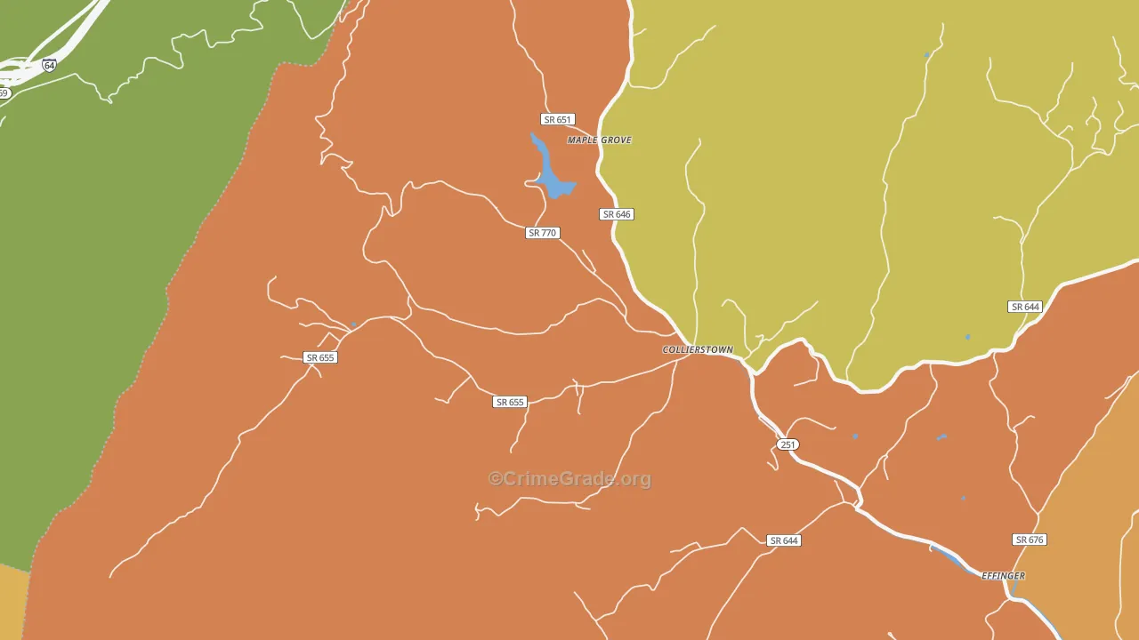Collierstown, VA Map of Drug-Related Crime Rates