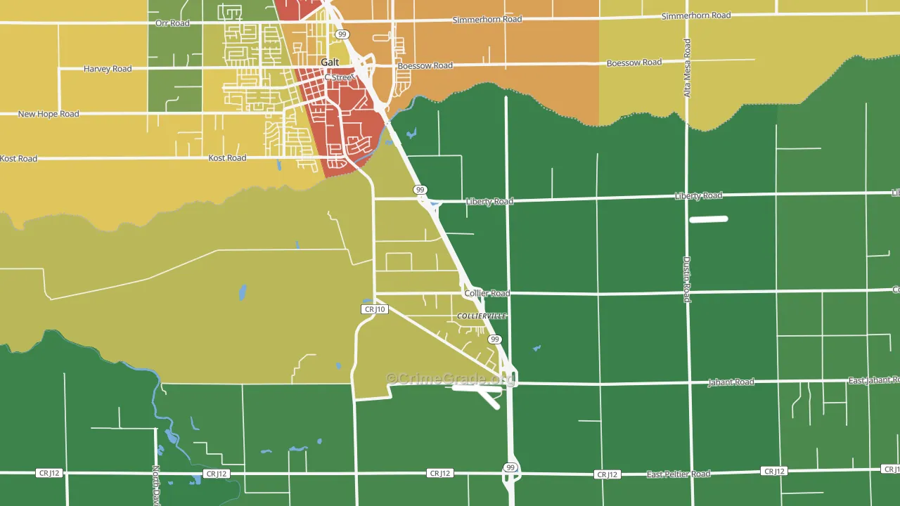 Collierville, CA Map of Drug-Related Crime Rates