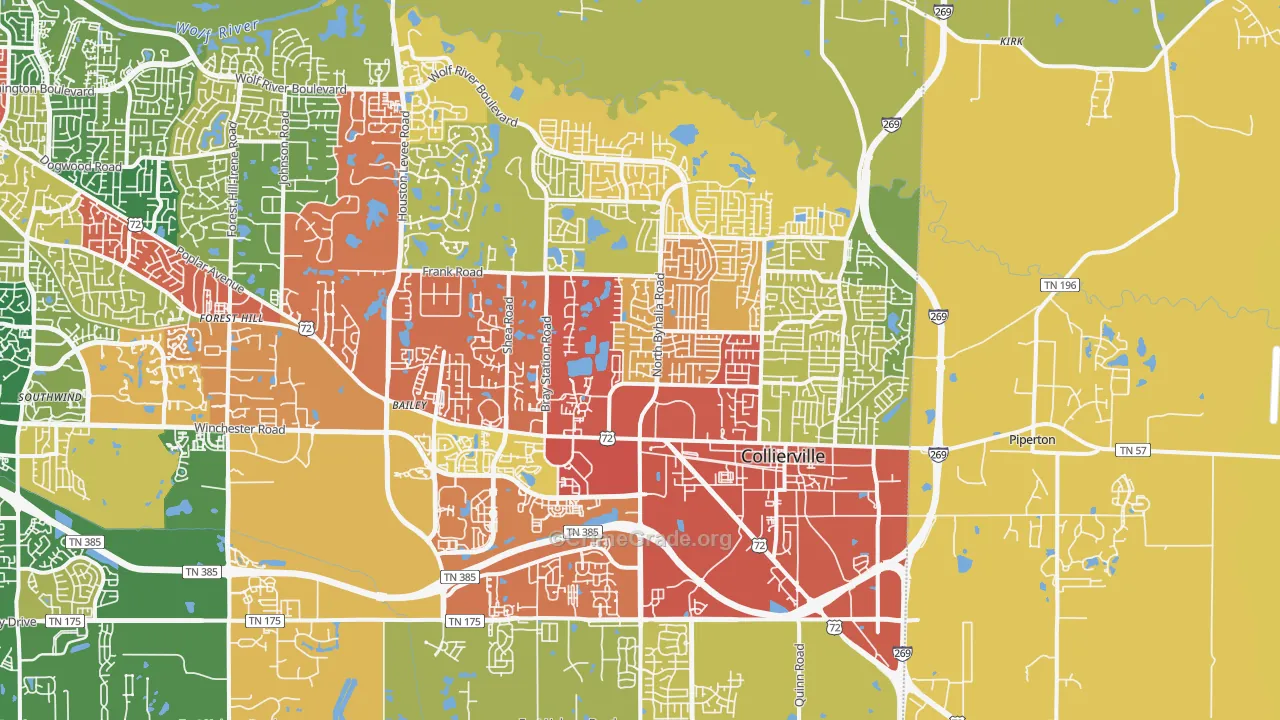 Collierville, TN Map of Drug-Related Crime Rates