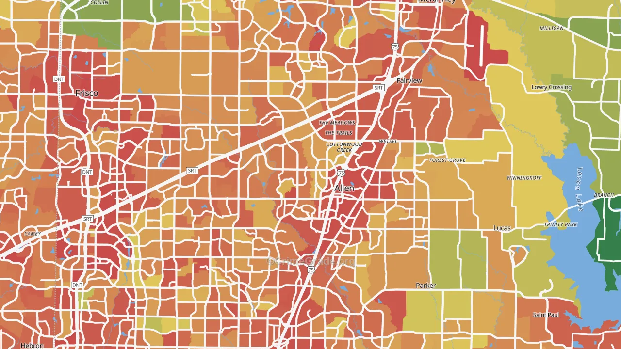 Collin County, TX Map of Drug-Related Crime Rates