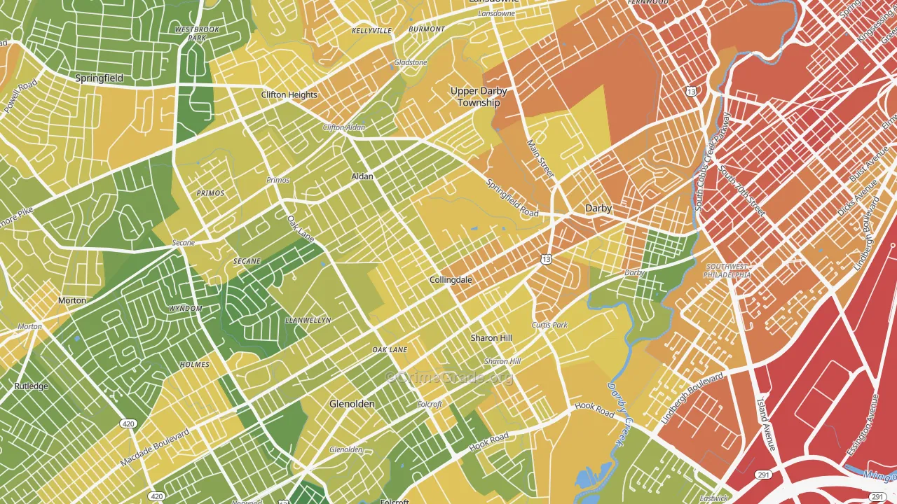 Collingdale, PA Map of Drug-Related Crime Rates