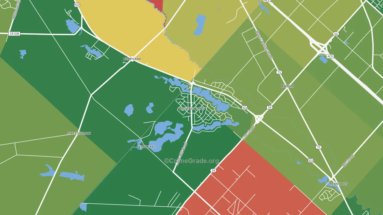 Collings Lakes, NJ Map of Drug-Related Crime Rates