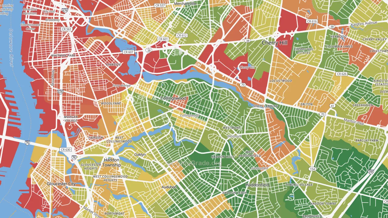 Collingswood, NJ Map of Drug-Related Crime Rates
