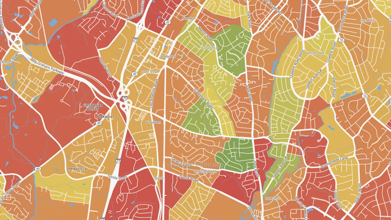 Collingwood, Charlotte, NC Map of Drug-Related Crime Rates