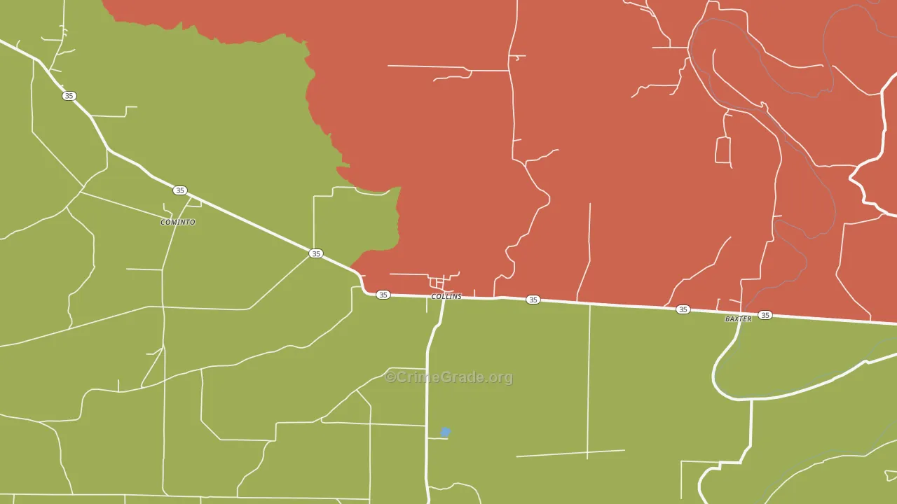 Collins, AR Map of Drug-Related Crime Rates
