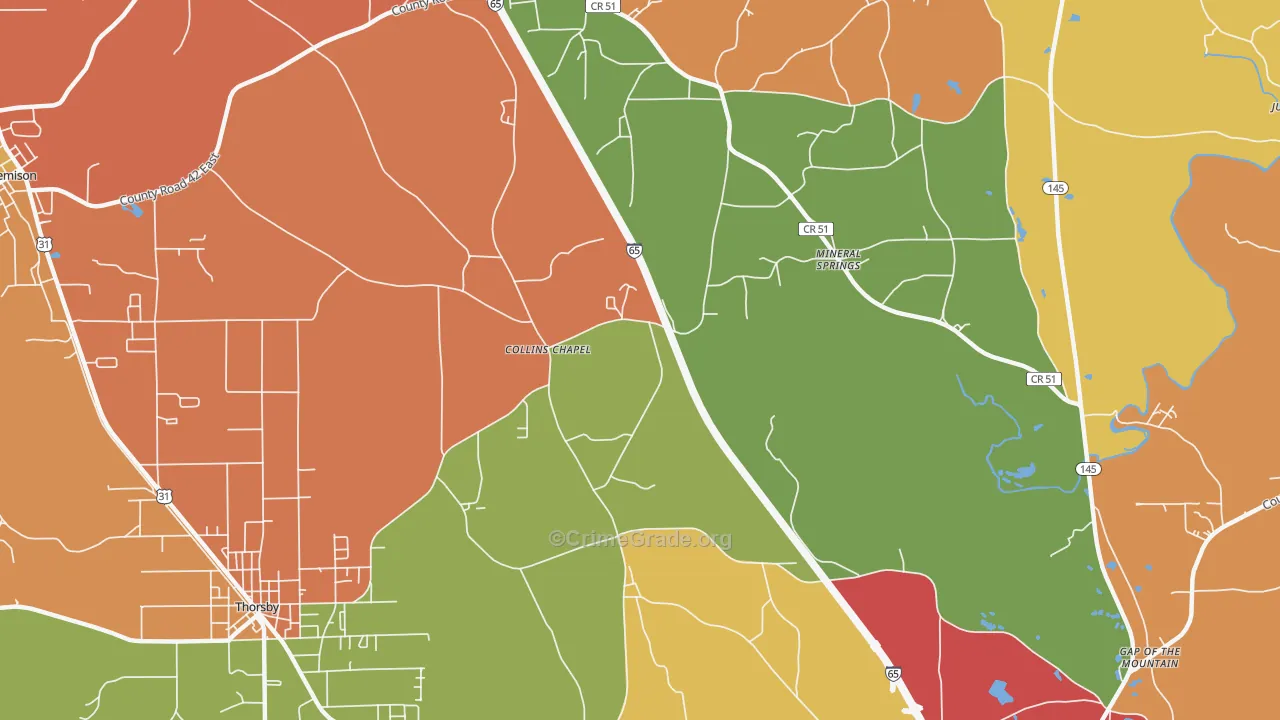 Collins Chapel, AL Map of Drug-Related Crime Rates