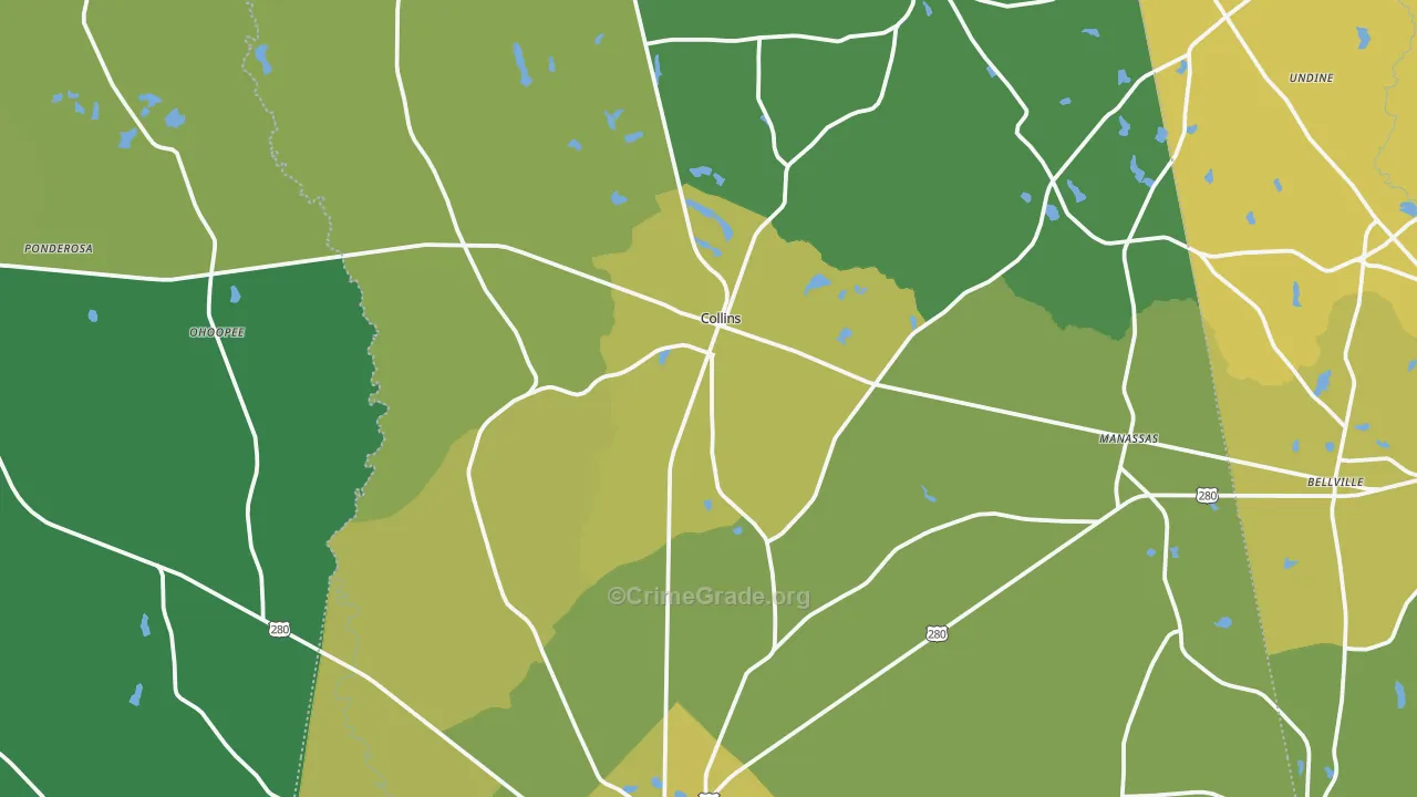 Collins, GA Map of Drug-Related Crime Rates