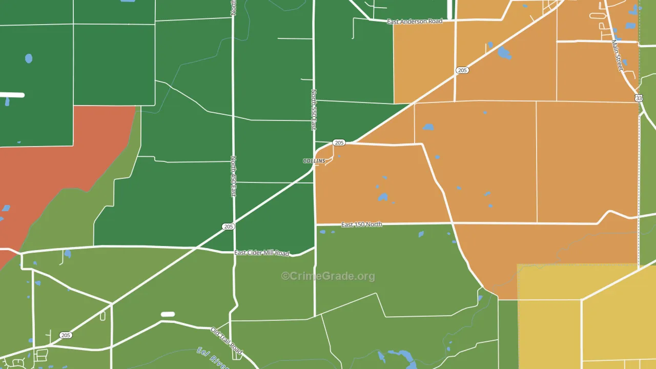 Collins, IN Map of Drug-Related Crime Rates
