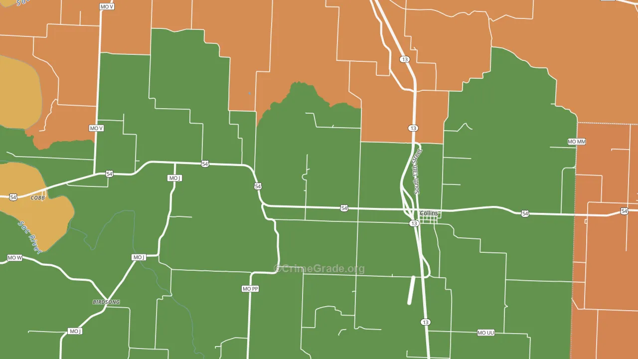 Collins, MO Map of Drug-Related Crime Rates