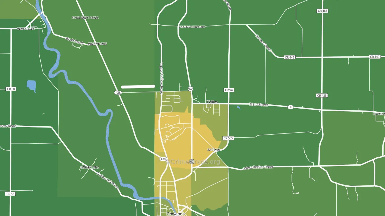 Collins, NY Map of Drug-Related Crime Rates