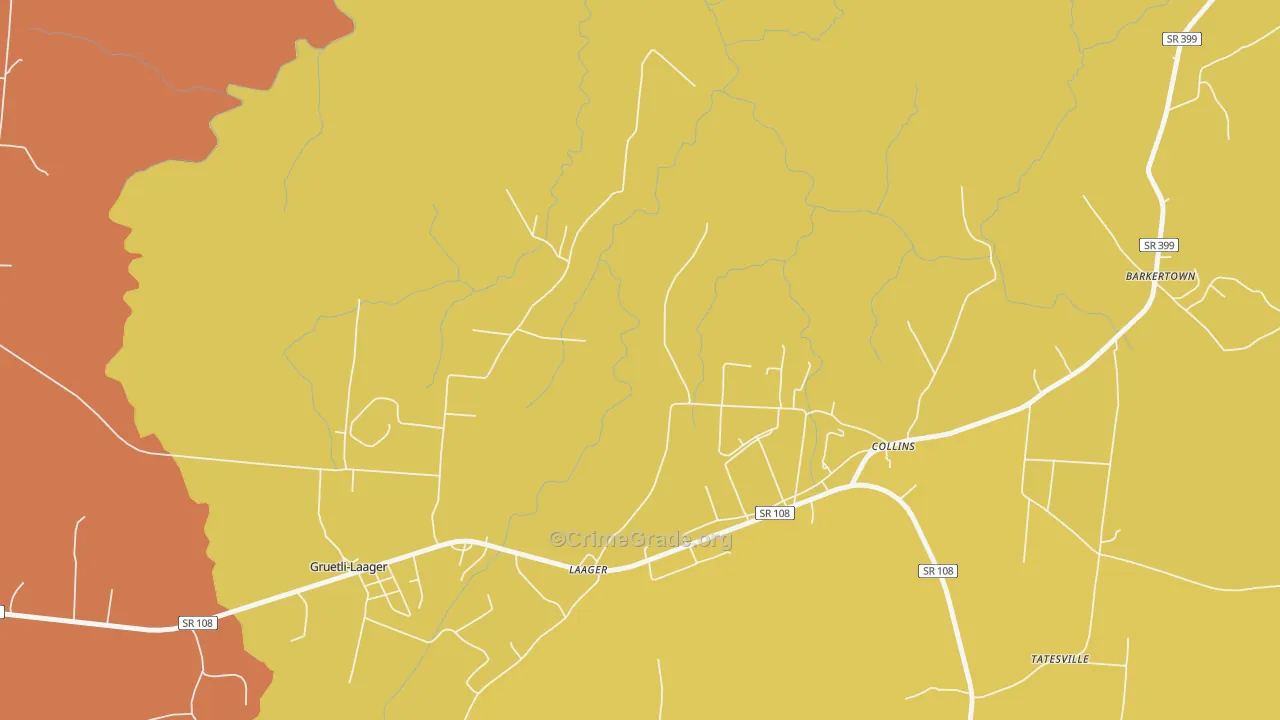 Collins, TN Map of Drug-Related Crime Rates