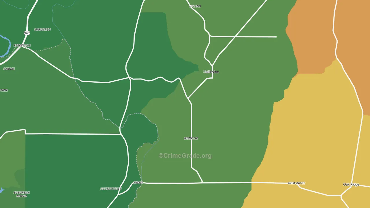 Collinston, LA Map of Drug-Related Crime Rates