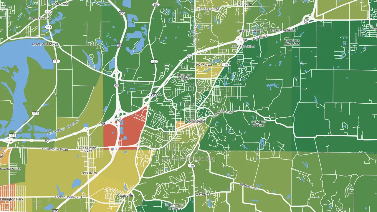 Collinsville, IL Map of Drug-Related Crime Rates