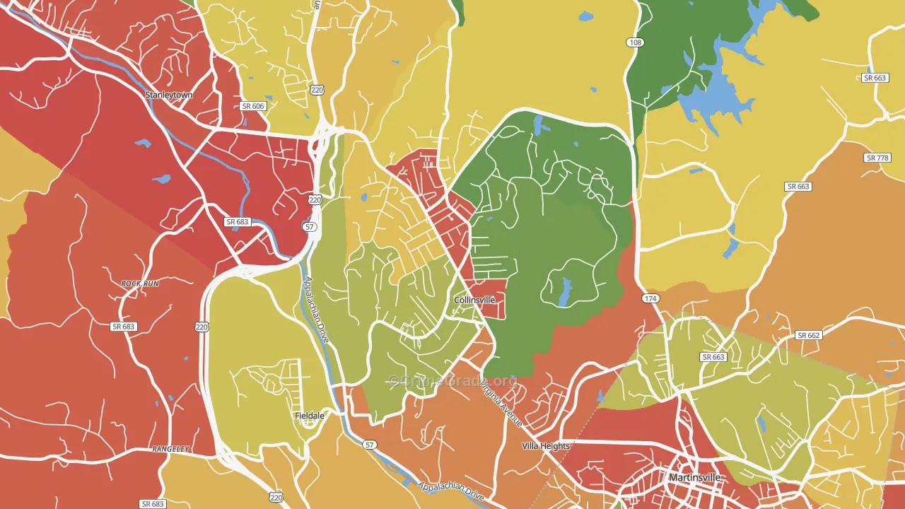Collinsville, VA Map of Drug-Related Crime Rates