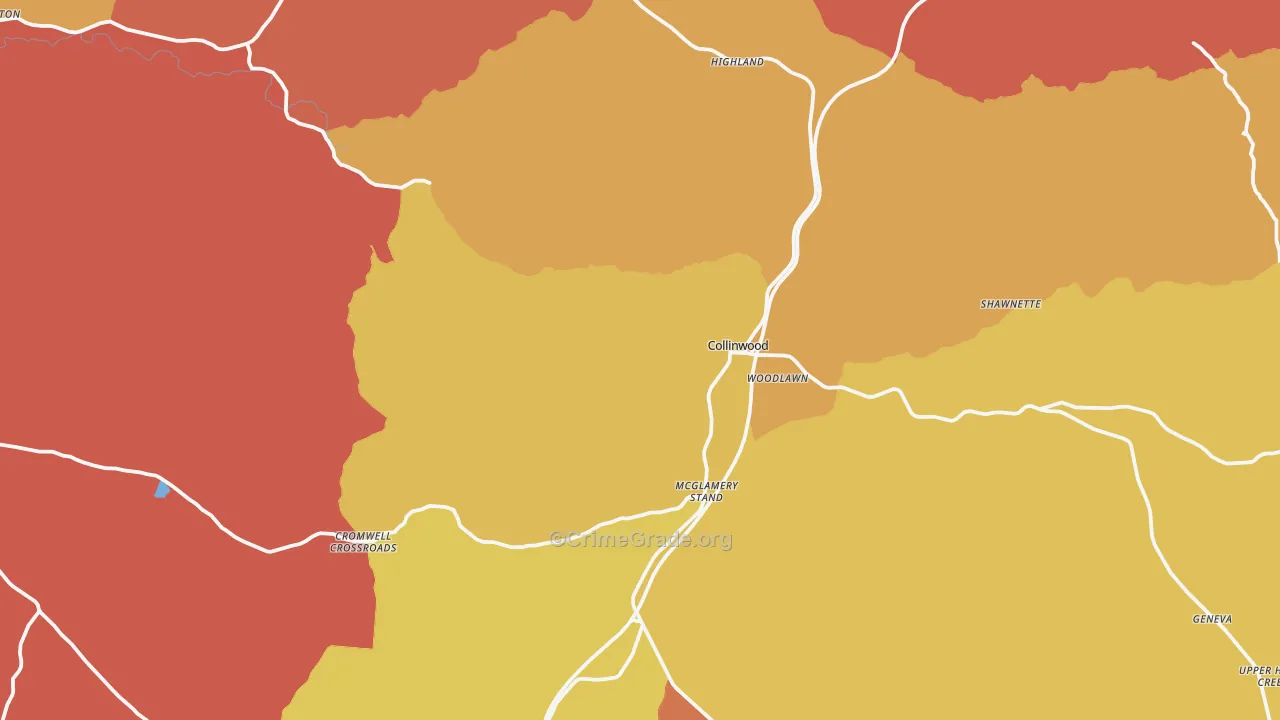 Collinwood, TN Map of Drug-Related Crime Rates