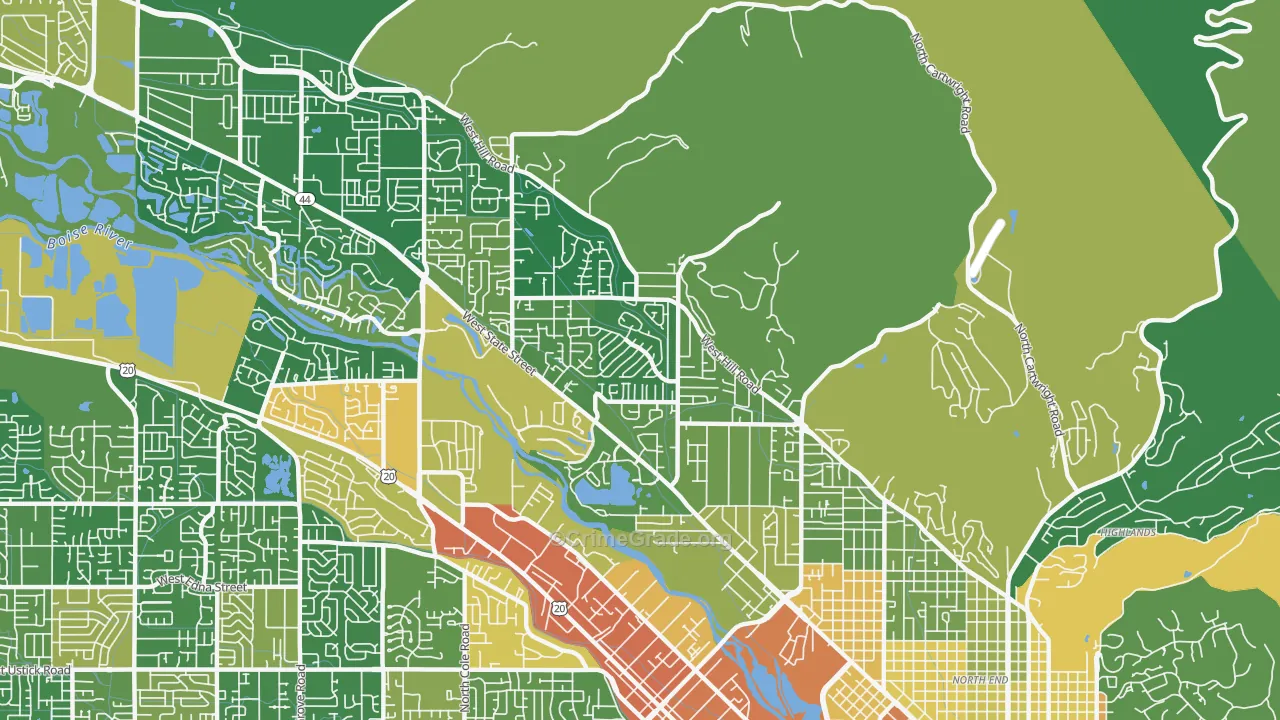 Collister, Boise, ID Map of Drug-Related Crime Rates