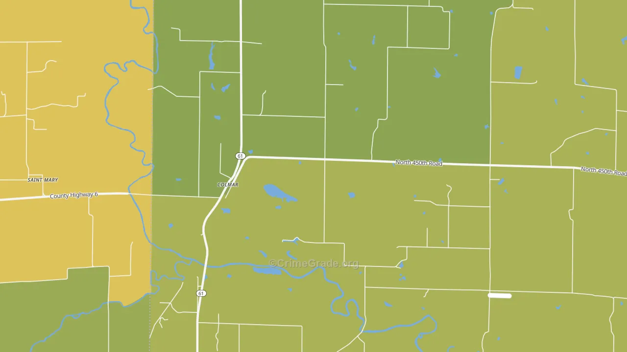 Colmar, IL Map of Drug-Related Crime Rates