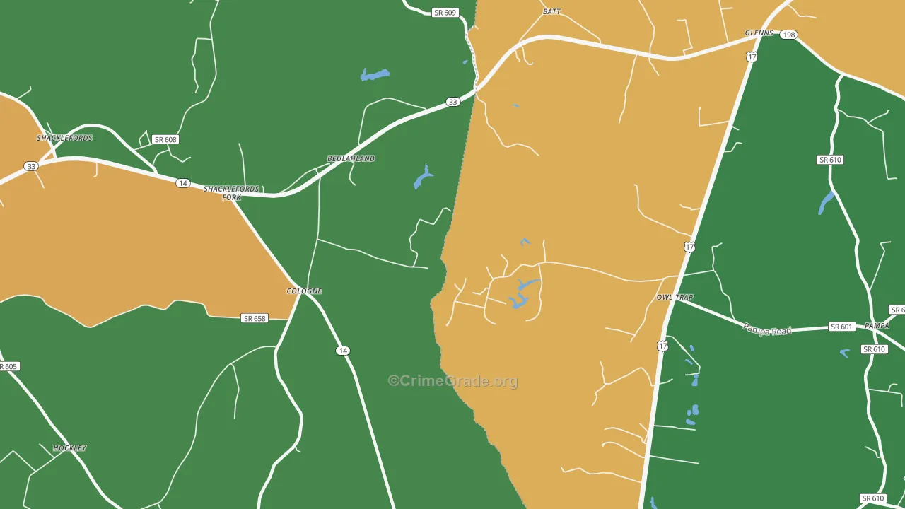 Cologne, VA Map of Drug-Related Crime Rates