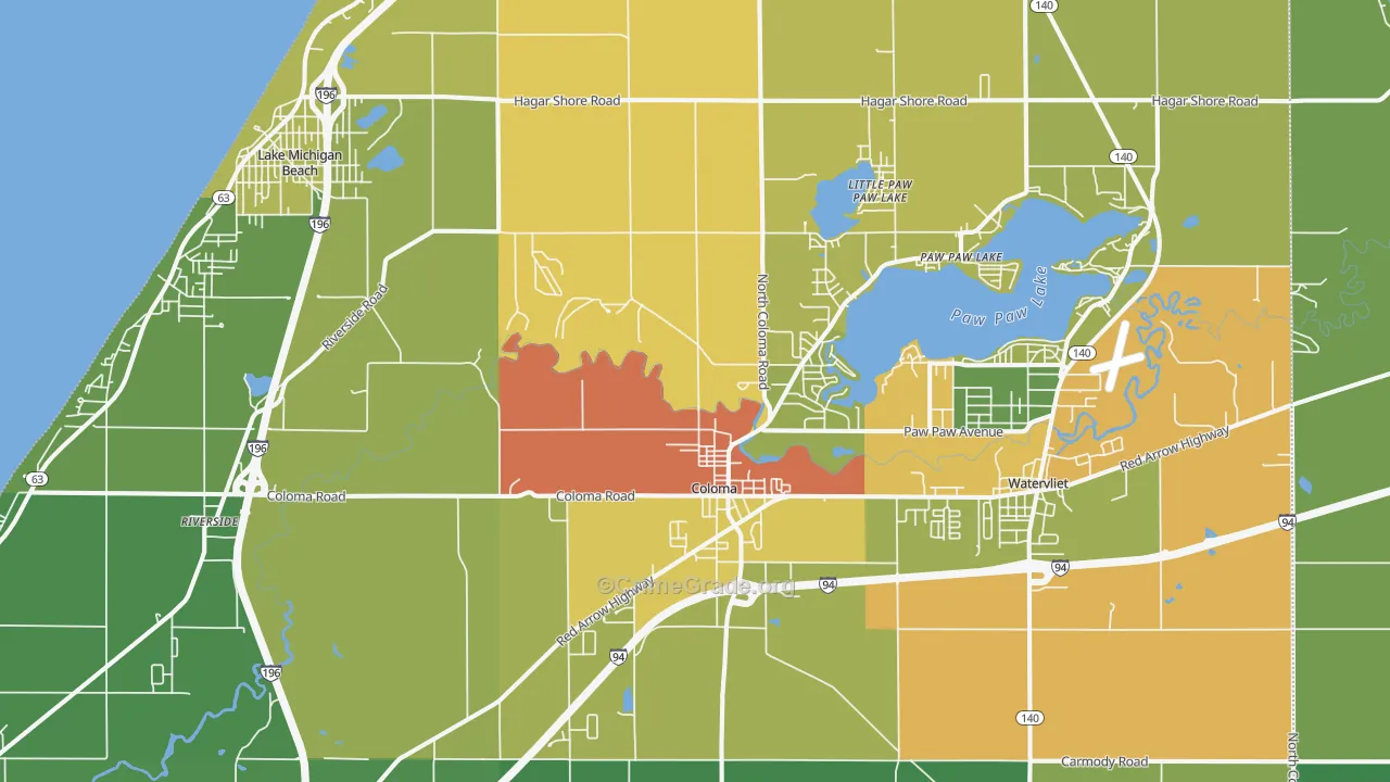 Coloma, MI Map of Drug-Related Crime Rates