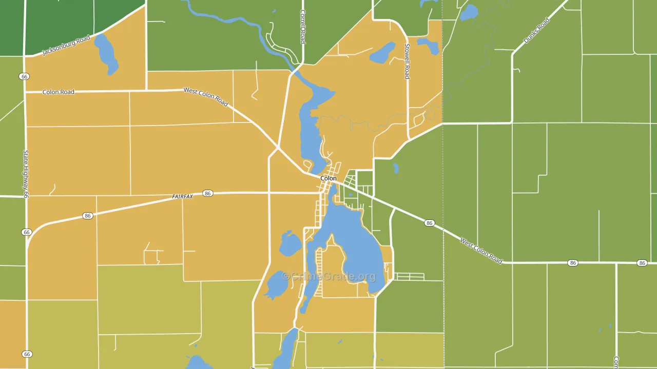 Colon, MI Map of Drug-Related Crime Rates