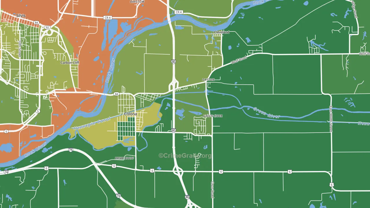 Colona, IL Map of Drug-Related Crime Rates