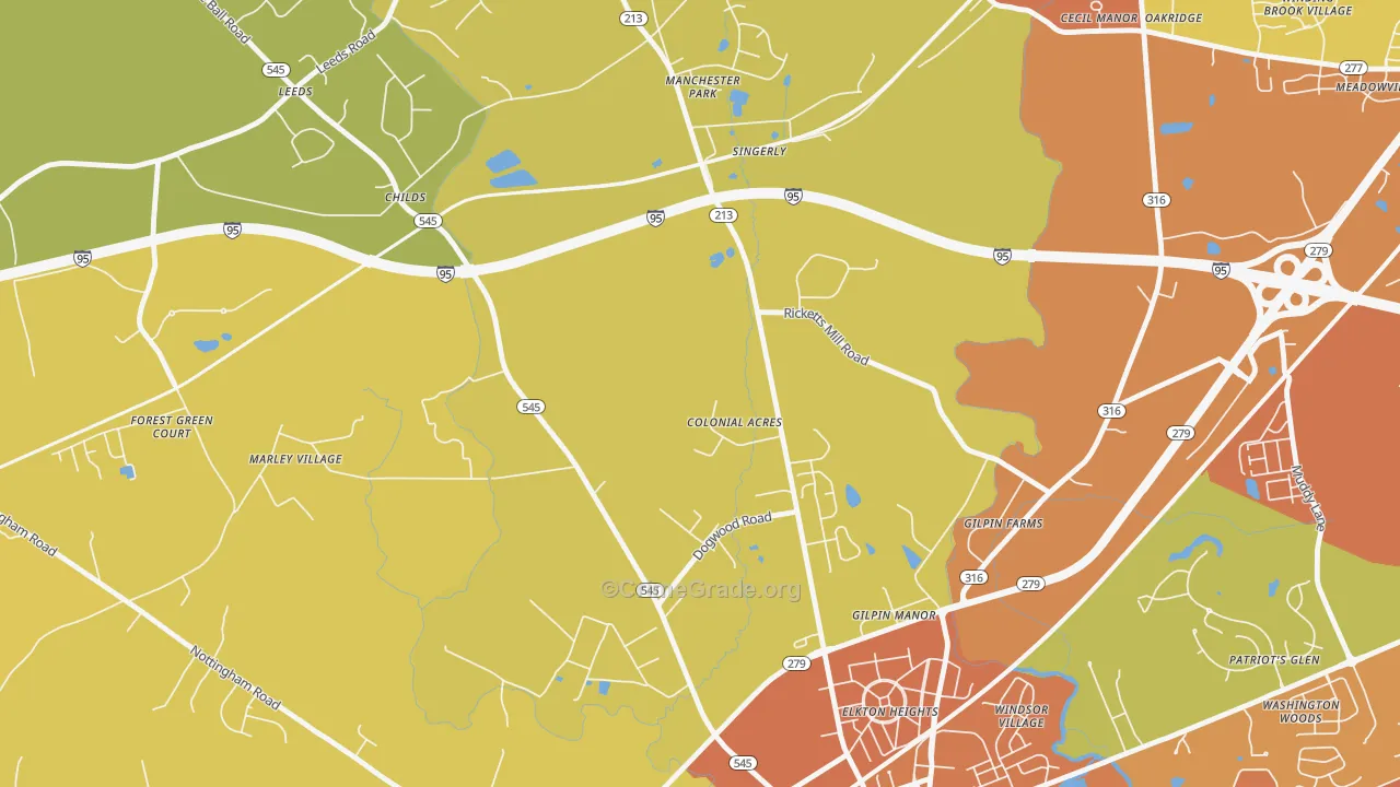 Colonial Acres, MD Map of Drug-Related Crime Rates