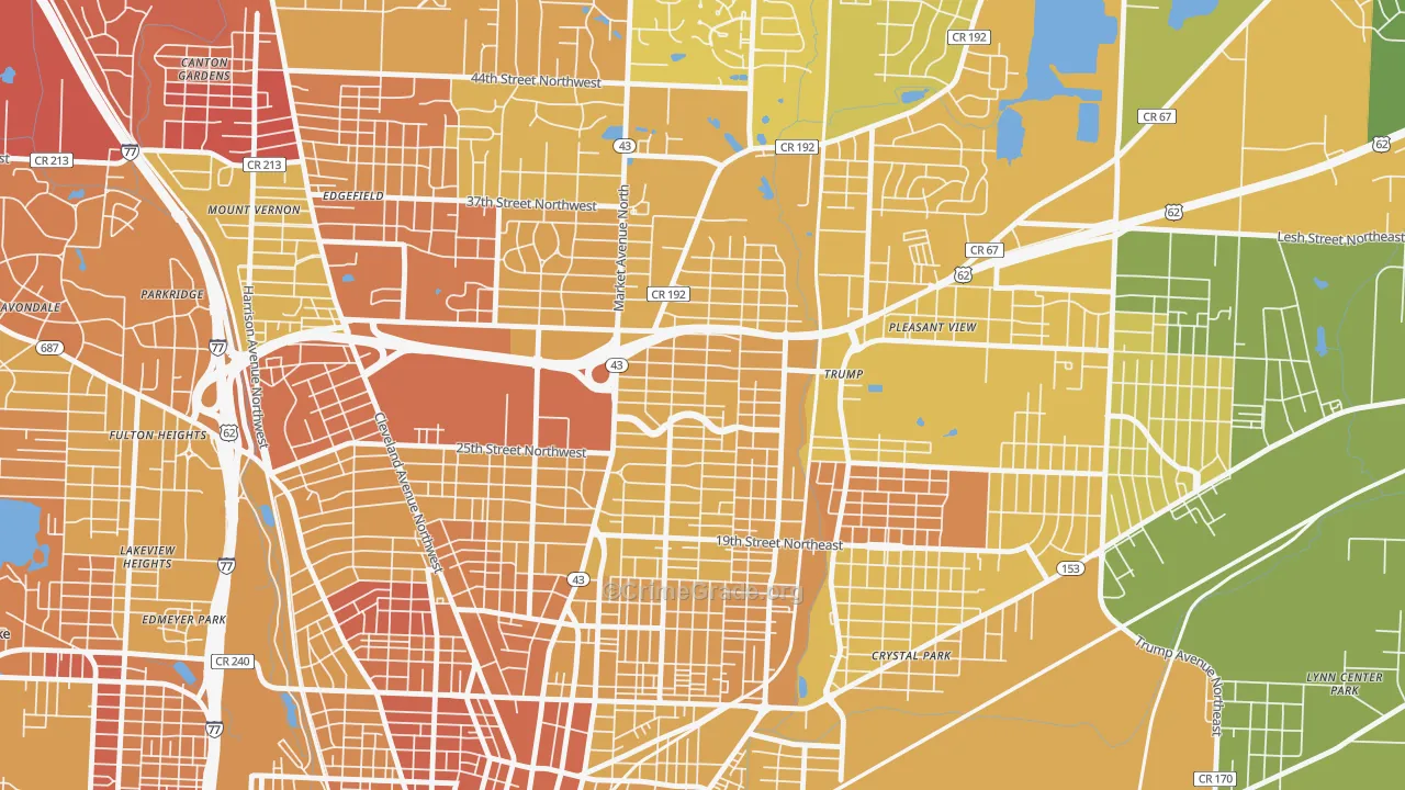 Colonial Heights, Canton, OH Map of Drug-Related Crime Rates