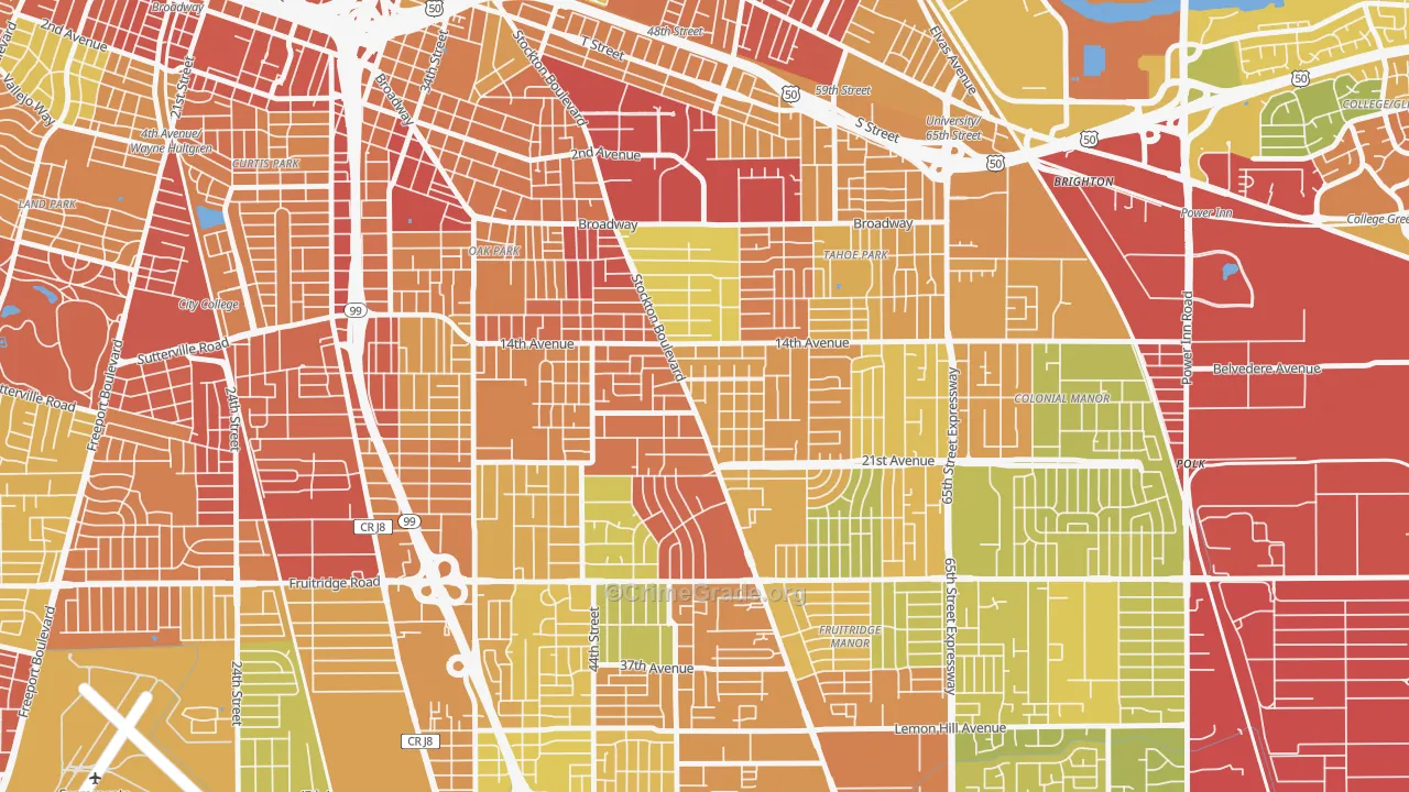 Colonial Heights, Sacramento, CA Map of Drug-Related Crime Rates