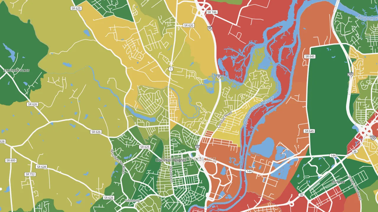 Colonial Heights, VA Map of Drug-Related Crime Rates