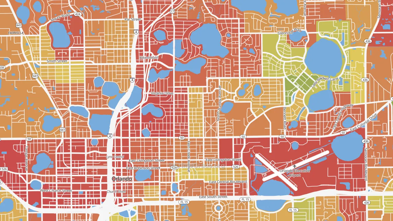 Colonicaltown North, Orlando, FL Map of Drug-Related Crime Rates