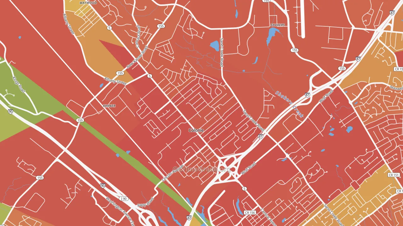 Colonie, NY Map of Drug-Related Crime Rates