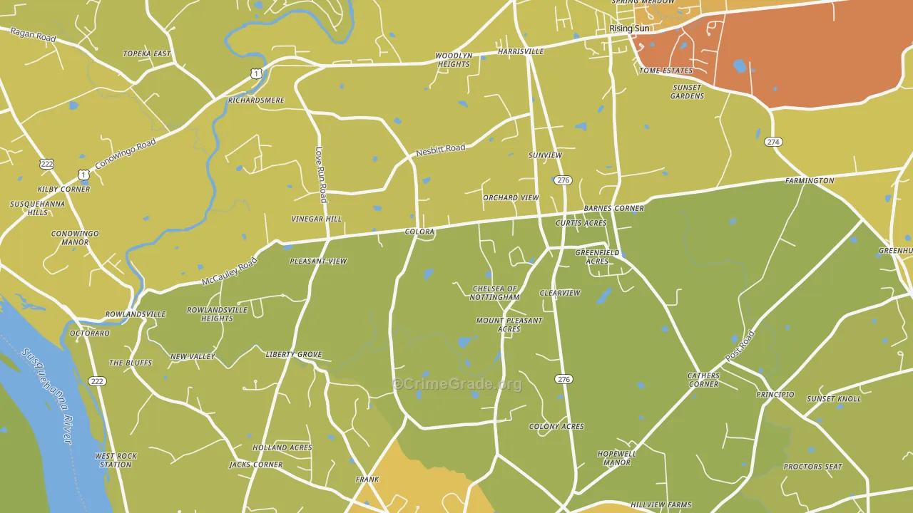 Colora, MD Map of Drug-Related Crime Rates