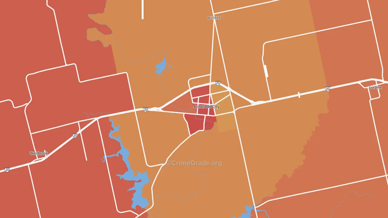 Colorado City, TX Map of Drug-Related Crime Rates