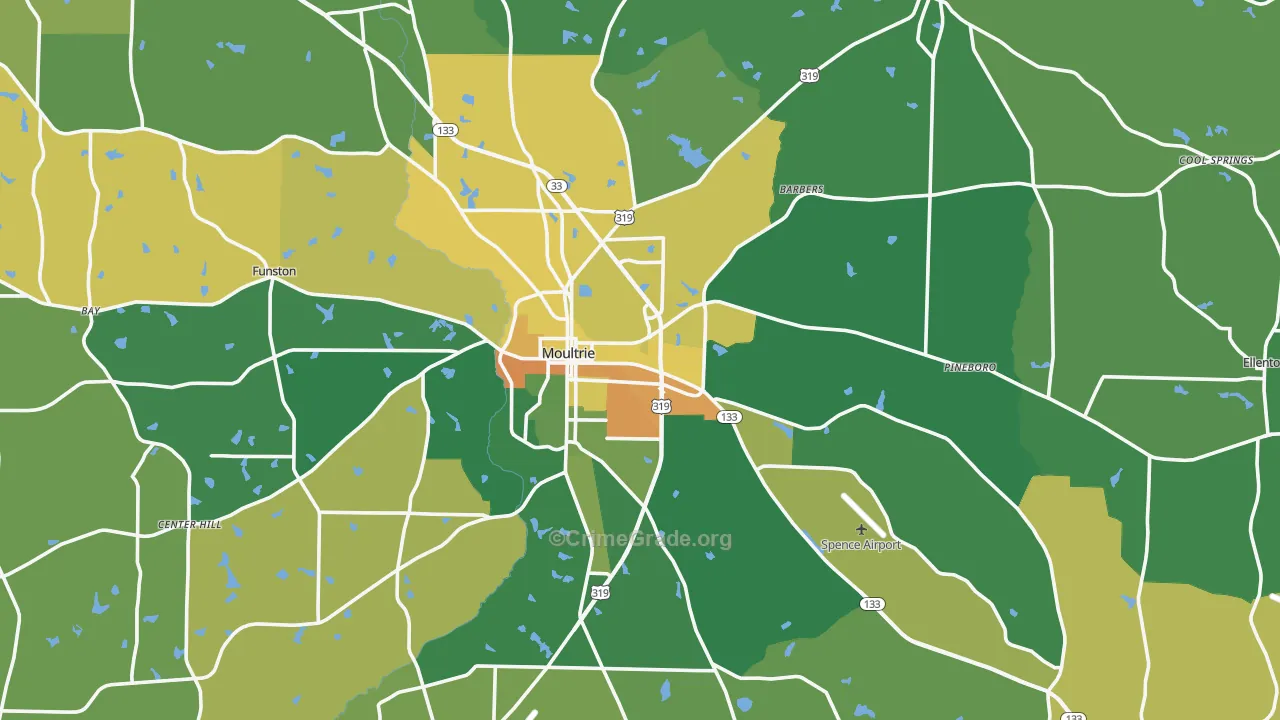 Colquitt County, GA Map of Drug-Related Crime Rates
