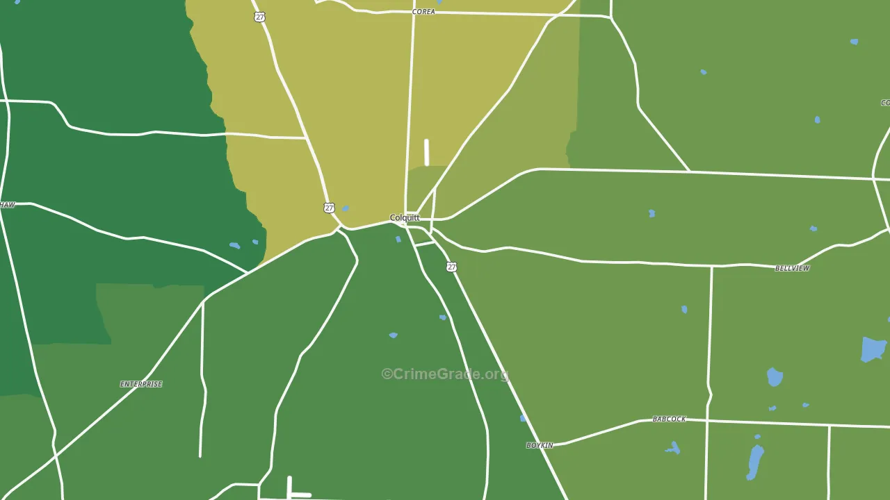 Colquitt, GA Map of Drug-Related Crime Rates