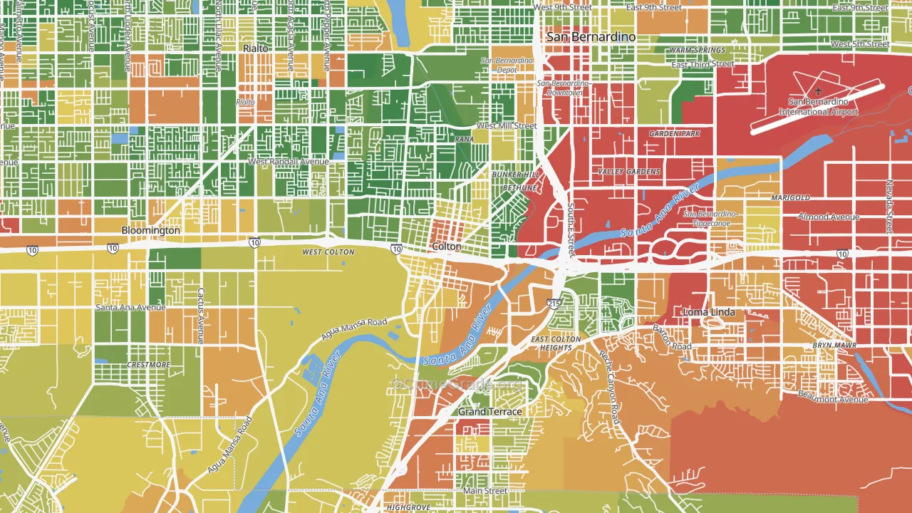 Colton, CA Map of Drug-Related Crime Rates